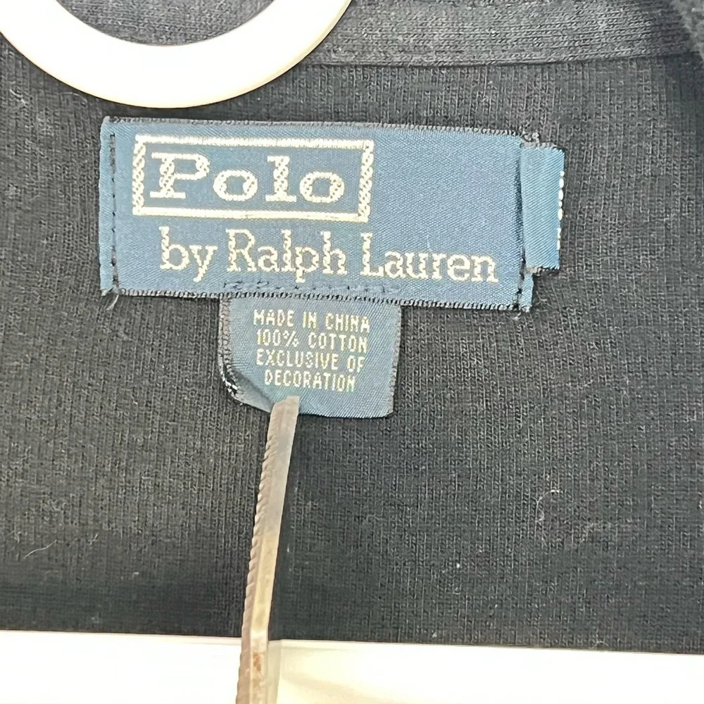 POLO RALPH LAUREN Mens Black Sweater Sz 3XB BIG 1/4 Zip Pullover VTG